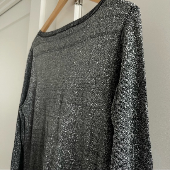 Glittery metallic curve hugging layered ruffled black & silver dress - Picture 12 of 13